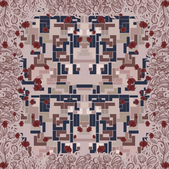 Geometric ethnic oriental ikat pattern traditional Design for background ,carpet,wallpaper,clothing,wrapping,Batik,fabric,Vector illustration.embroidery style.