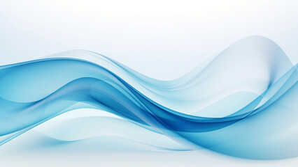 Abstract waves blue design with smooth curves and soft shadows on clean modern background. Fluid gradient motion of dynamic lines on minimal backdrop