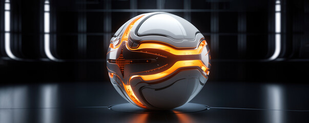 banner of basketball ball sports soccer, football , hand ball background poster in glossy futuristic design, glowing neon mechanical digital look cyber online gaming tournament compotation play
