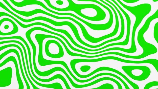 3d render Green White shine wave. Animated 30fps 4k Hypnotic psychedelic zebra texture. Retro deformation y2k magic wallpaper background. Seamless looped footage animation 