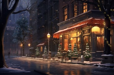 the street scene of holiday night