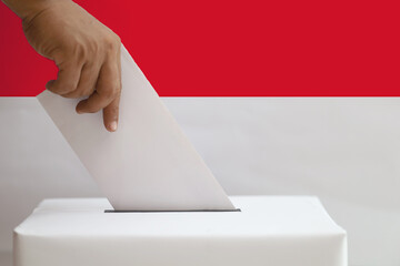 Red and white background, election box, Indonesian election. - obrazy, fototapety, plakaty