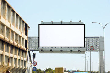 blank billboard outdoors. billboards on highways with heavy traffic.