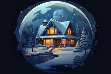 the house with a snow globe surrounded by snow