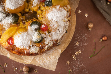 Bolo Rei or Kings Cake is a traditional Xmas cake made for Christmas, Carnavale or Mardi Gras
