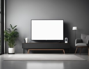 modern interior with tv. mockup up tv