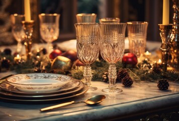 plates flatware glasses and tableware