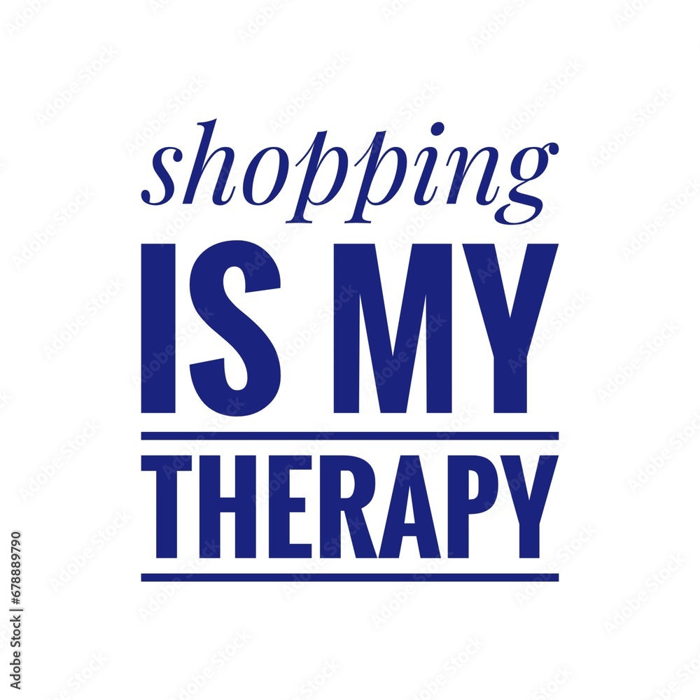 Sticker ''Shopping therapy'' Quote Illustration, Commercial Concept 