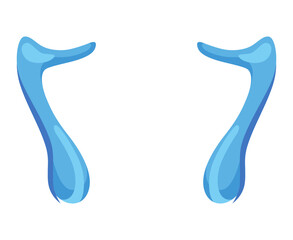 Cartoon tear drops icon. Sorrow cry streams, tear blob. Crying fluid, falling blue water drops. Isolated vector for sorrowful character weeping expression. Wet grief droplets