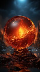 _Burning_orb ston_submerges_merging_elements_of_fire uhd wallpaper