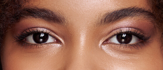 Female Eye with Extreme Long False Eyelashes. Eyelash Extensions. Makeup, Cosmetics, Beauty. Close up, Macro - obrazy, fototapety, plakaty
