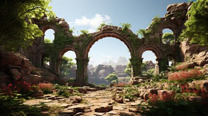 Fototapeta na wymiar castle_ruins_-_mystical_gateway UHD Wallpaper