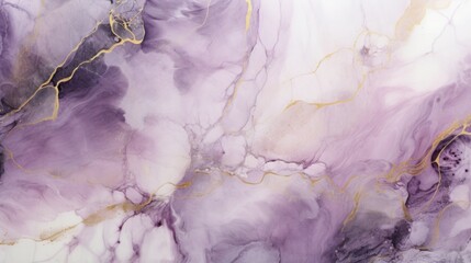 Obraz na płótnie Canvas Lavender Marble with Golden Veins Horizontal Background. Abstract stone texture backdrop. Bright natural material Surface. AI Generated Photorealistic Illustration.