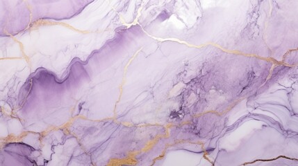 Lavender Marble with Golden Veins Horizontal Background. Abstract stone texture backdrop. Bright natural material Surface. AI Generated Photorealistic Illustration.