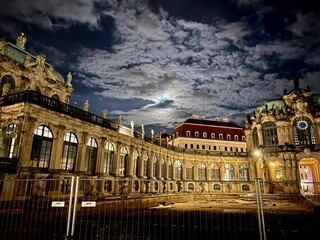 Mesmerizing view of the Zwinger palace in Dresden under a cloudy sky in the evening, Germany