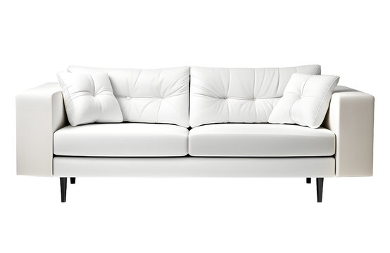 White Sofa Furniture Isolated on a Transparent Background