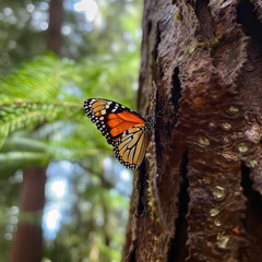 Monarch butterfly on a tree in the Forest