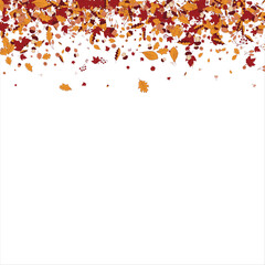 October Vector Background with Golden Falling Leaves. Autumn Illustration with Maple Red, Orange, Yellow Foliage. Transparent Background. Vector illustration