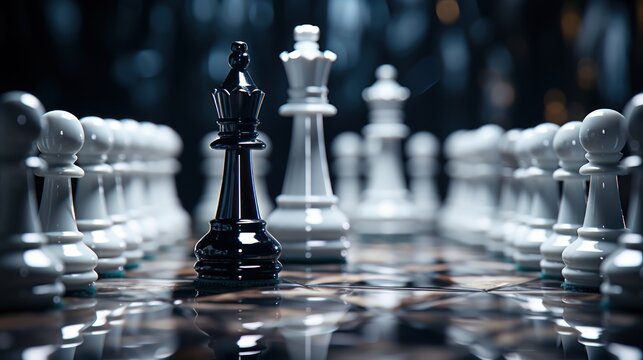 Chess pieces designed by black and white.UHD wallpaper