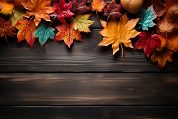 Naklejka na ściany i meble Vibrant autumn leaves forming the word 