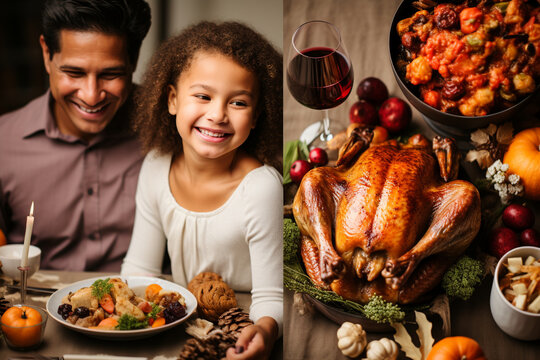 A Heartfelt Thanksgiving Card With A Photo Collage Of Family Moments, Capturing The Warmth, Love, And Cherished Memories Shared During The Holiday Season.