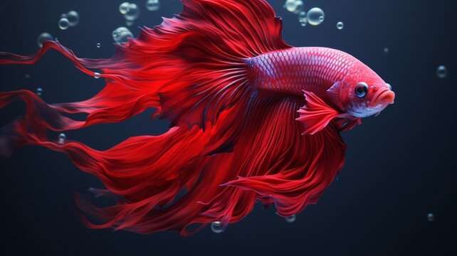 Red betta fish high resolution beautiful image Ai generated art