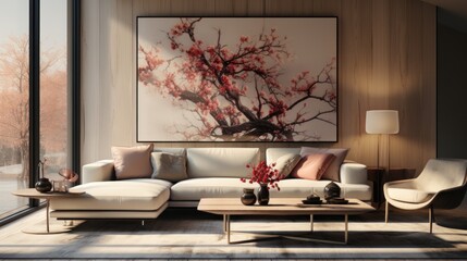 Chines scroll in living room .UHD wallpaper