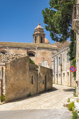 Erice town in Sicily. A stone street of historic town near Trapani in northwestern Sicily, Italy,...