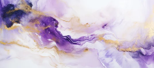 Fototapeten White, Purple and Gold Veins Marble Texture Background Banner © fotoyou