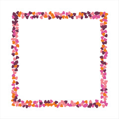 Vector edging, ribbon, border from hearts. Hand-drawn romantic pattern. Valentine's Day. Banner template. Vector illustration.