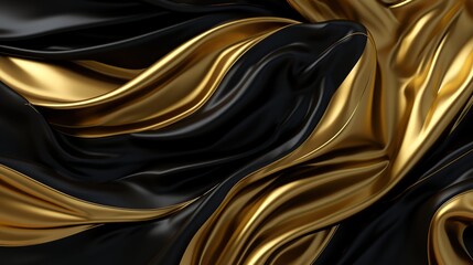 Gold and Black Silk Waves