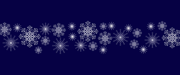 Blue and white vector awesome banner with snowflakes decoration