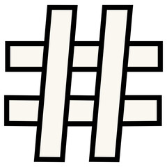 Hashtag Filled Line Icon Illustration 