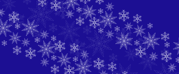 Blue and white vector beautiful winter banner with snowflakes decoration