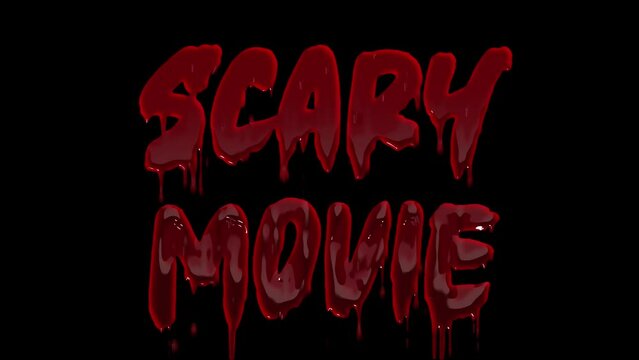 Scary movie title, moody bloody letters. Transparent alpha png background