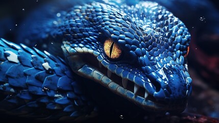 Fototapeta premium Dangerous Viper Snake: Blue Insulari View