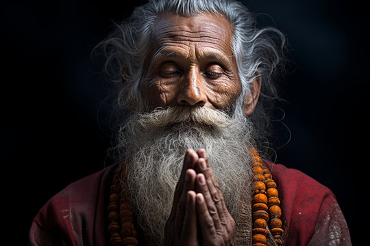 The serene and contemplative expression of an elderly man, highlighting the inner peace that comes with age.