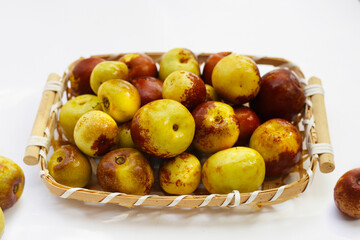 Fresh jujube fruit on white background