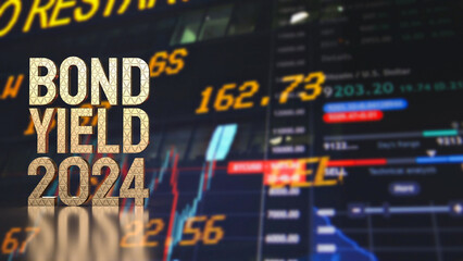 Obraz premium The Gold text Bond Yield on chart background for Business concept 3d rendering.