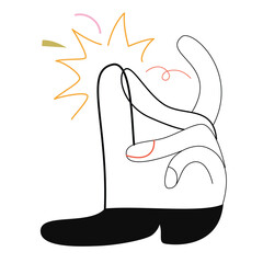 Hand drawing linear art or sketch. Hand, wrist or palm gesture. Hand characters. Vector isolated on white background  
