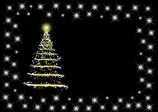 Shiny Christmas tree with stars