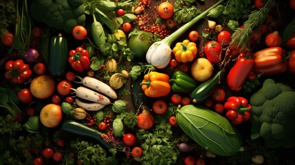 Overhead View of Healthy Garden Fresh Vegetables