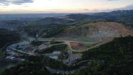 Drone view of the Petaquilla mine and surrounding forest trees in the district of Donoso