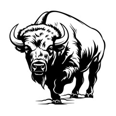 Bison Buffalo Charging Vector Logo Art