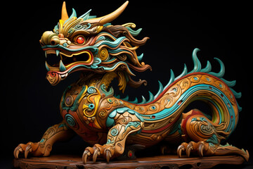Wooden dragon.Chinese New Year 2024