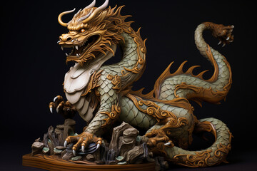 Fototapeta na wymiar Wooden dragon.Chinese New Year 2024