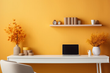 A minimalist yet striking autumn-inspired desktop featuring a gradient of orange and yellow shades that perfectly encapsulate the warmth and vibrancy of the season.