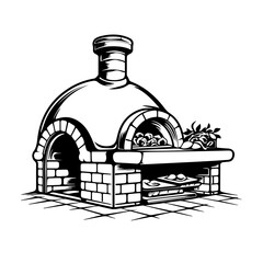 Brick Oven With Coal Vector Logo Art