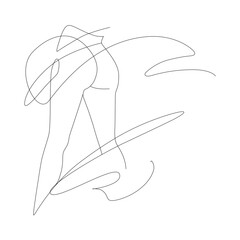 Ballet line art of female legs. Silhouette of woman dancing feet Pointe shoes sign. Ballet shoes vector symbol in contemporary one line style © lumitar