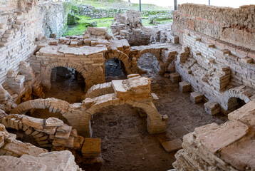 The Roman Baths located within the Archaeological site of Munigua in Andalucia, Spain